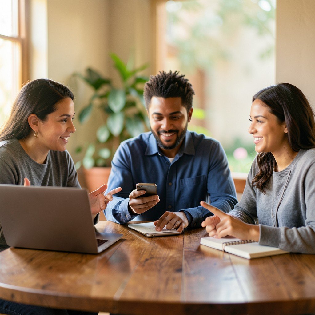 Content creators collaborating on an affiliate marketing campaign for a small business