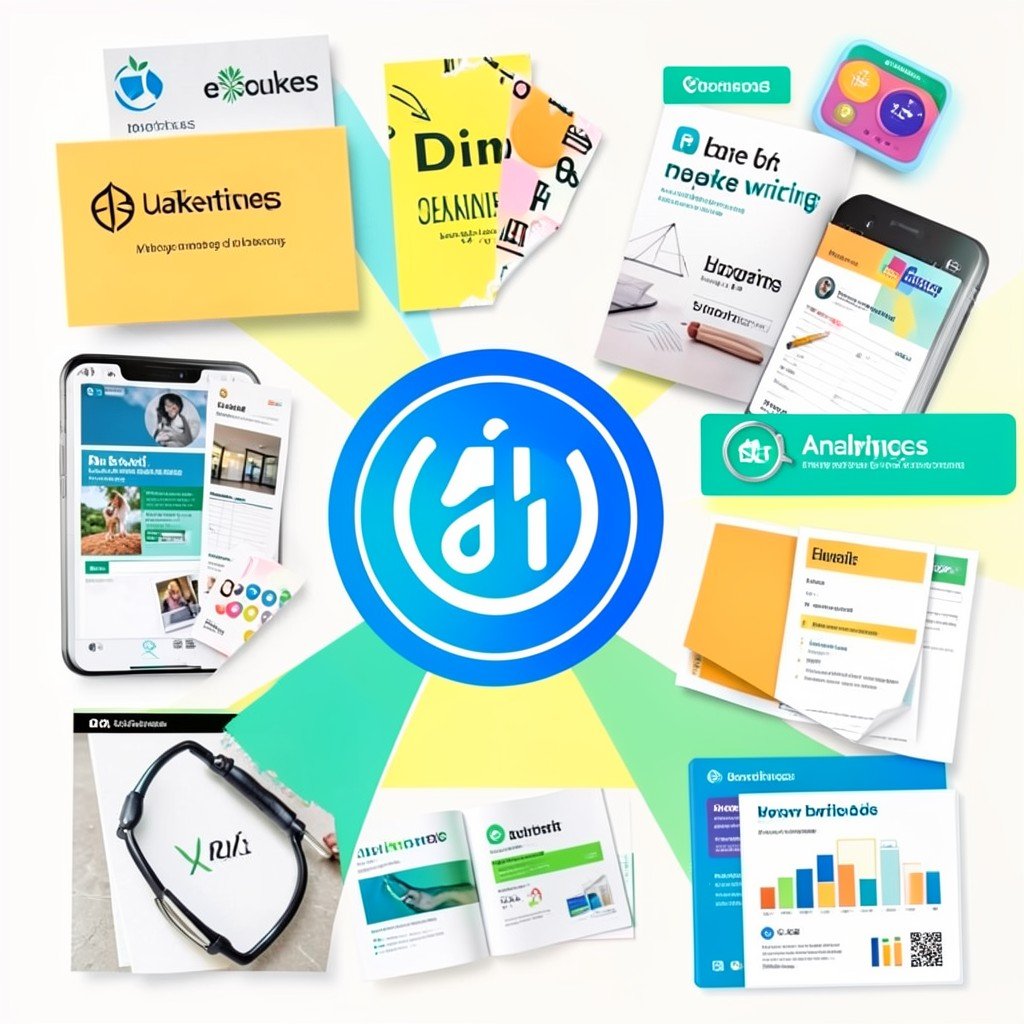 Collage of affordable AI marketing tools for small business.