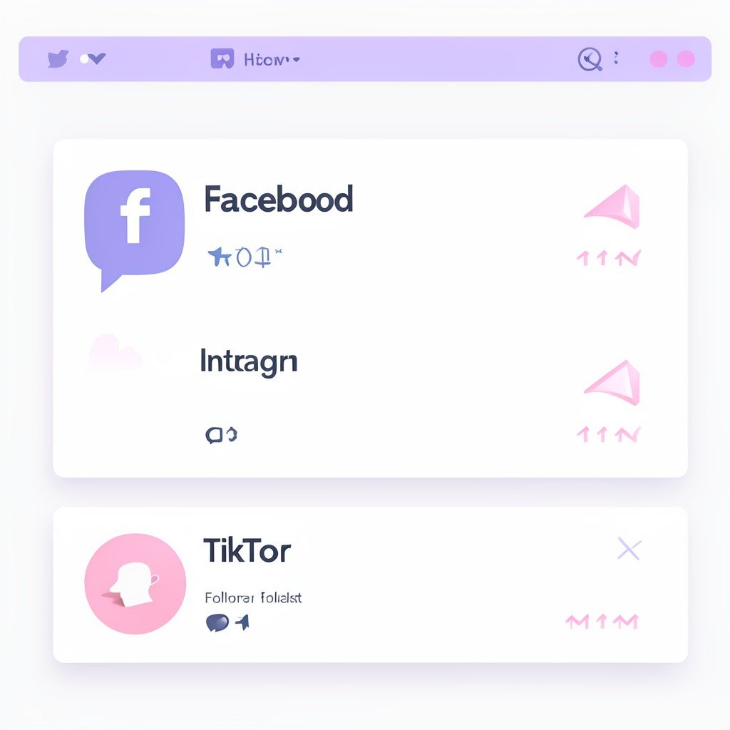 A social media analytics dashboard illustration for managing multiple platforms in an online marketing platform for small businesses.