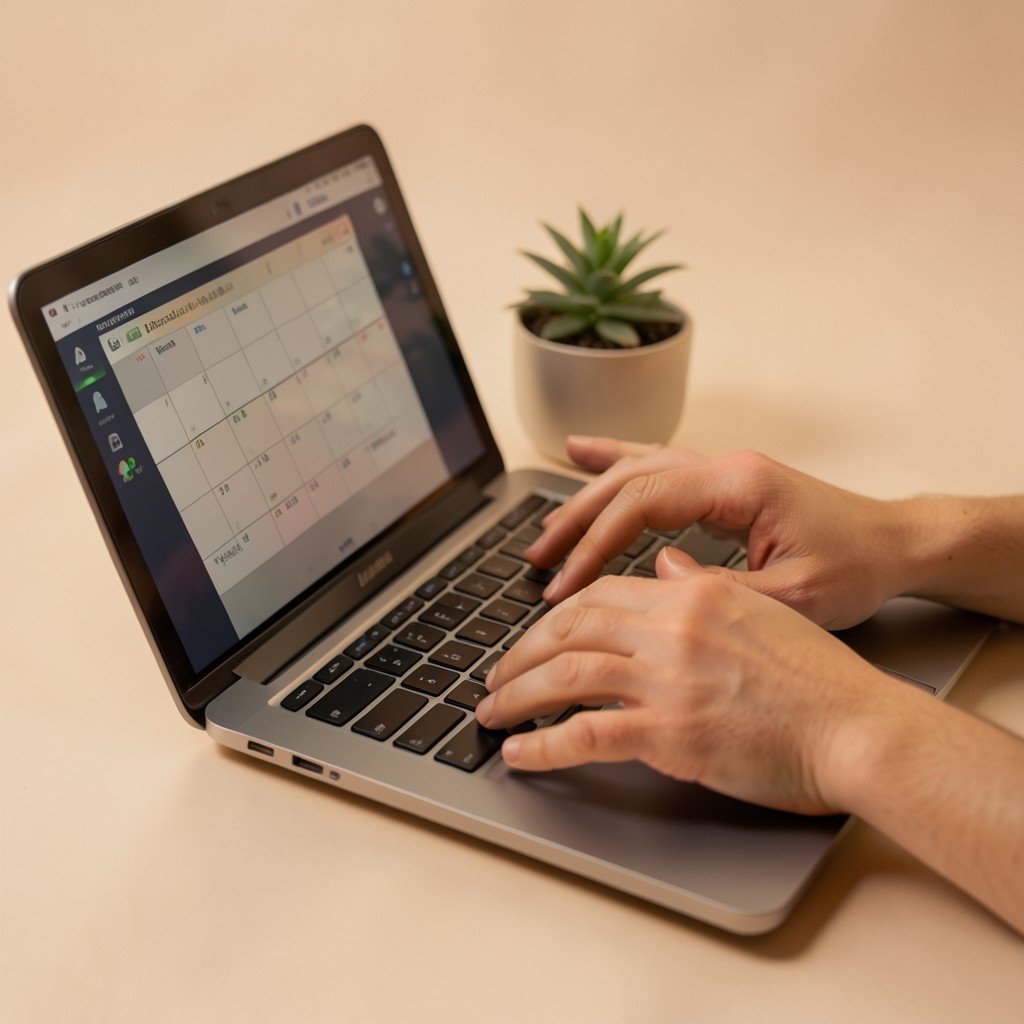A small business owner scheduling posts and monitoring notifications on a laptop.