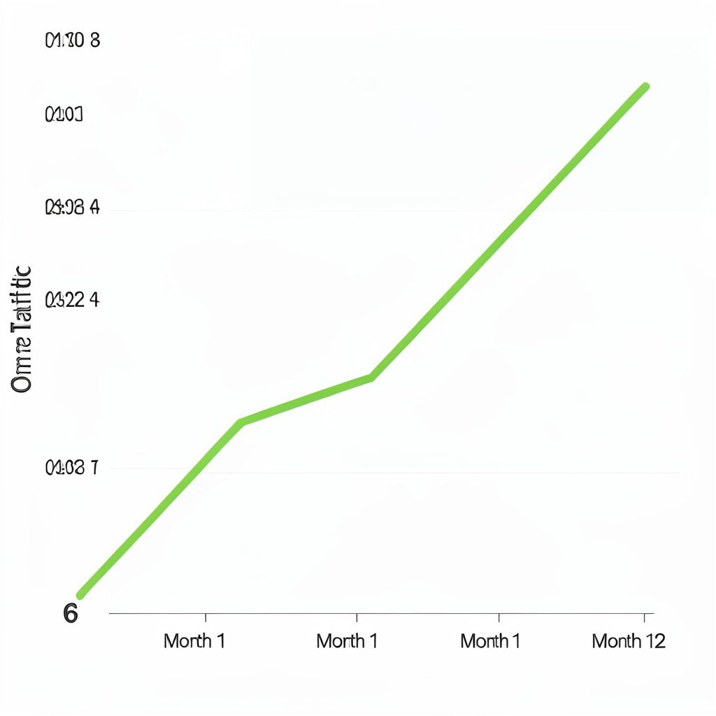Graph showing expected organic traffic growth over 12 months with an SEO agency.