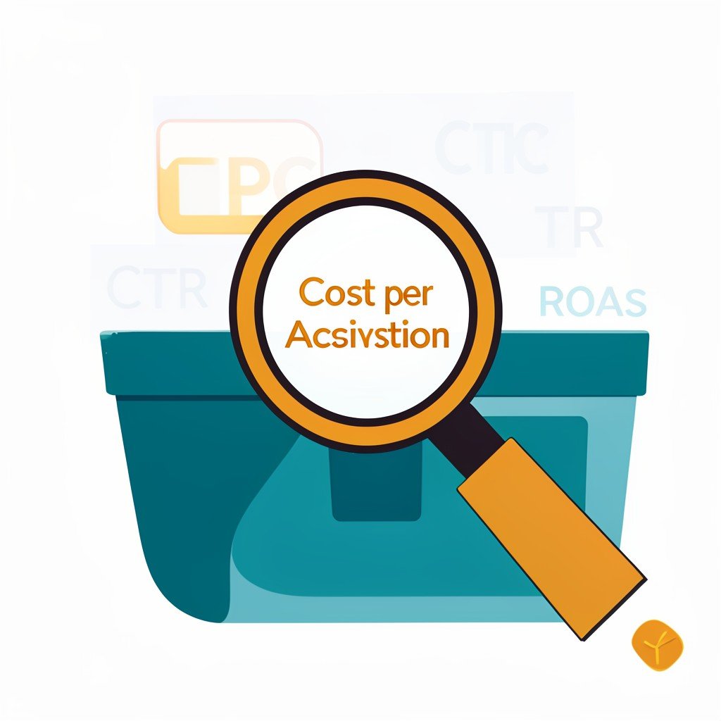 Dashboard highlighting cost per acquisition as the key metric for online advertising platform success