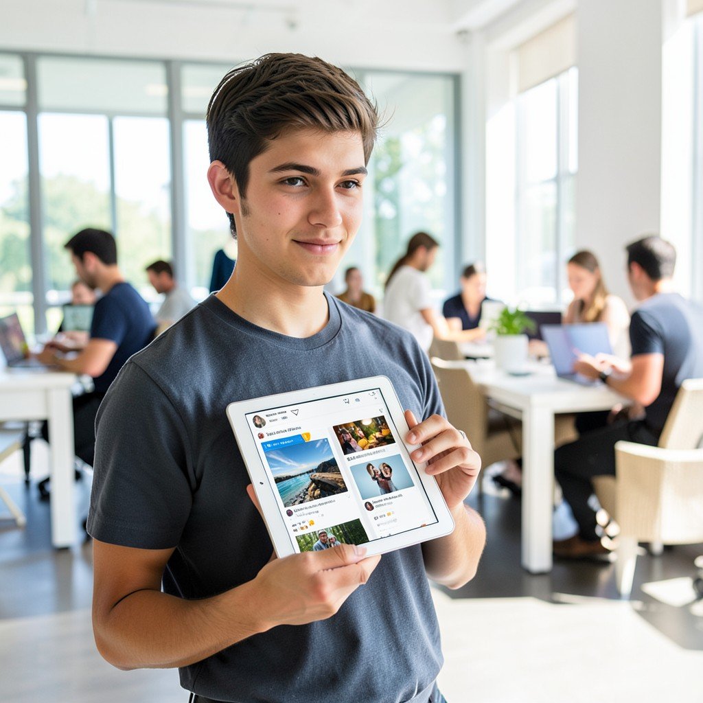 Entry level applicant showing portfolio for social media marketing jobs.